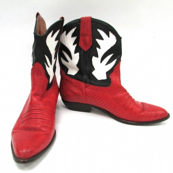 1st Edition Shoes - Super Cute Red Leather Cowgirl Boots 9